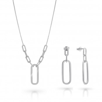 Orphelia® 'Essence' Women's Sterling Silver Set: Necklace + Earrings - Silver SET-7560