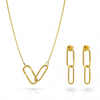 Orphelia® 'Rose' Women's Sterling Silver Set: Necklace + Earrings - Gold SET-7561/G