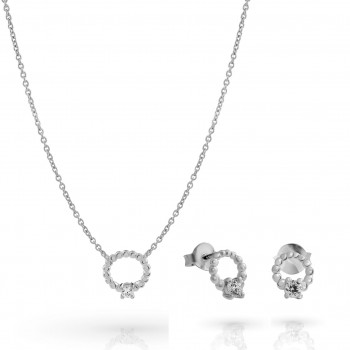 Orphelia® 'Premium' Women's Sterling Silver Set: Necklace + Earrings - Silver SET-7562