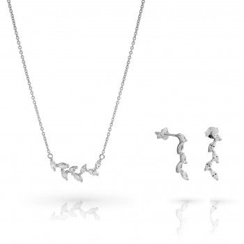 Orphelia® 'Charlene' Women's Sterling Silver Set: Necklace + Earrings - Silver SET-7568