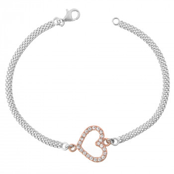 'Penelope' Women's Sterling Silver Bracelet - Silver/Rose ZA-7103