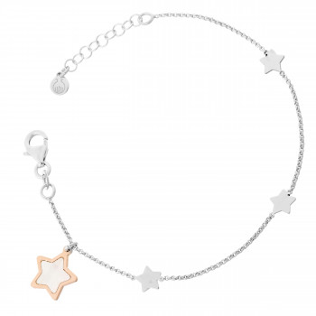 Orphelia® Women's Sterling Silver Bracelet - Silver/Rose ZA-7167
