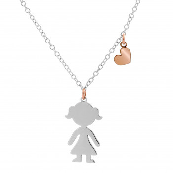 Orphelia® 'Lyra' Women's Sterling Silver Chain with Pendant - Silver/Rose ZK-7390
