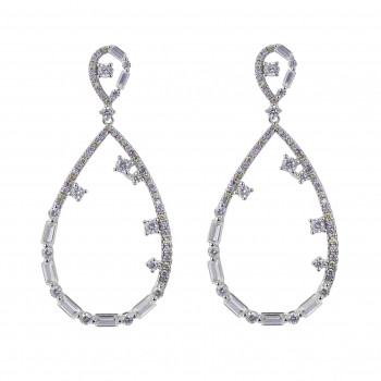 'Islia' Women's Stainless Steel Drop Earrings - Silver ZO-7423