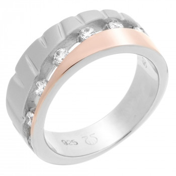 Orphelia® Women's Sterling Silver Ring - Silver/Rose ZR-7093 #1