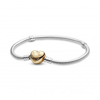 Pandora® 'Moments Heart' Women's Sterling Silver Bracelet - Silver/Gold 568707C00-19