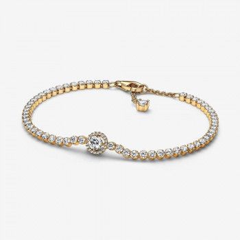 Pandora® 'Round Halo' Women's Gold Plated Metal Bracelet - Gold 569416C01-18