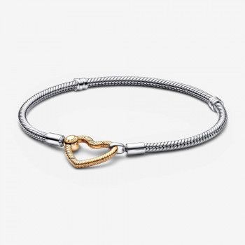 Pandora® 'Moments Heart' Women's Sterling Silver Bracelet - Silver/Gold 569539C00-20