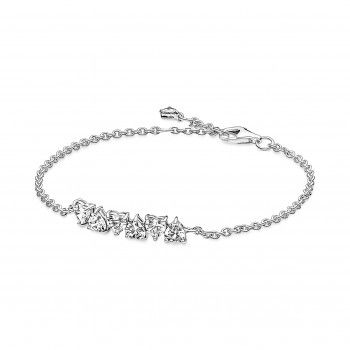 Pandora® 'Double Heart Sparkling' Women's Sterling Silver Bracelet - Silver 591162C01-16