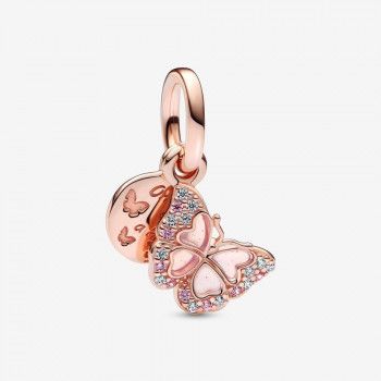 Pandora® Pandora Moments 'Pink Butterfly' Women's Gold Plated Metal Charm - Rose 782555C01