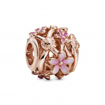 Pandora® 'Pink Daisy Flower' Women's Gold Plated Metal Charm - Rose 788772C01