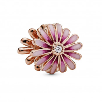 Pandora® 'Pink Daisy Flower' Women's Gold Plated Metal Charm - Rose 788775C01