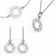 'Jasmine' Women's Sterling Silver Set: Bracelet + Earrings + Necklace - Silver SET-7076