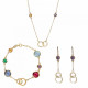 'Eloise' Women's Sterling Silver Set: Chain + Bracelet + Earrings - Gold SET-7409/G