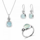 Orphelia® 'Anat' Women's Sterling Silver Set: Necklace + Earrings + Ring - Silver SET-7467