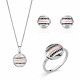 'Maxwell' Women's Sterling Silver Set: Necklace + Earrings + Ring - Silver/Rose SET-7501
