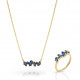 'Novel' Women's Sterling Silver Set: Necklace + Ring - Gold SET-7534