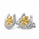 'Signature' Women's Sterling Silver Stud Earrings - Silver/Gold ZO-7517