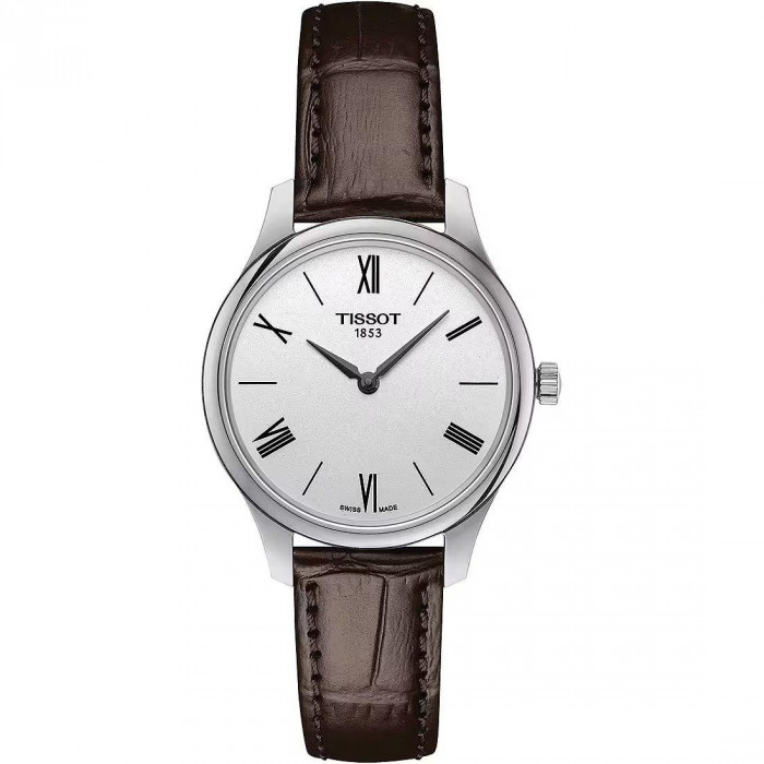 Tissot T Classic Tradition White Dial Brown Leather Strap Watch For Men