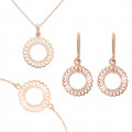 'Amada' Women's Sterling Silver Set: Bracelet + Earrings + Necklace - Rose SET-7075/1