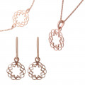 'Jasmine' Women's Sterling Silver Set: Bracelet + Earrings + Necklace - Rose SET-7076/1
