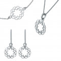 'Jasmine' Women's Sterling Silver Set: Bracelet + Earrings + Necklace - Silver SET-7076