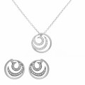 'Elaine' Women's Sterling Silver Set: Chain-Pendant + Earrings - Silver SET-7084