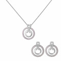 'Azalea' Women's Sterling Silver Set: Chain-Pendant + Earrings - Silver SET-7095