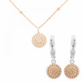 Orphelia® 'Leanna' Women's Sterling Silver Set: Chain-Pendant + Earrings - Silver/Rose SET-7120
