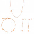 Orphelia® 'Nahara' Women's Sterling Silver Set: Chain + Bracelet + Earrings - Rose SET-7378