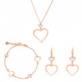 'Alfina' Women's Sterling Silver Set: Chain + Bracelet + Earrings - Rose SET-7383