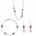 'Fawn' Women's Sterling Silver Set: Chain + Bracelet + Earrings - Rose SET-7410