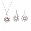 'Frida' Women's Sterling Silver Set: Necklace + Earrings - Rose SET-7437