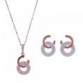 Orphelia® 'Carleen' Women's Sterling Silver Set: Chain-Pendant + Earrings - Rose SET-7440