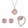 Orphelia® Women's Sterling Silver Set: Necklace + Earrings + Ring - Rose SET-7442 #1