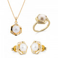 Orphelia® Women's Sterling Silver Set: Necklace + Earrings + Ring - Gold SET-7469/G #6