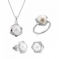 Orphelia® Women's Sterling Silver Set: Necklace + Earrings + Ring - Silver SET-7469 #5
