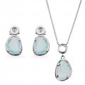 Orphelia® 'Rivera' Women's Sterling Silver Set: Necklace + Earrings - Silver SET-7480/BC