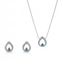 'Kiana' Women's Sterling Silver Set: Necklace + Earrings - Silver SET-7487