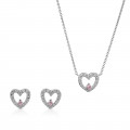 Orphelia® 'Marise' Women's Sterling Silver Set: Necklace + Earrings - Silver SET-7488