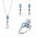 Orphelia® Women's Sterling Silver Set: Necklace + Earrings + Ring - Silver SET-7498 #4