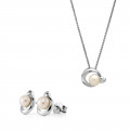 'Mathilde' Women's Sterling Silver Set: Chain-Pendant + Earrings - Silver SET-7510