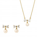 Orphelia® 'Sparkle' Women's Sterling Silver Set: Chain-Pendant + Earrings - Gold SET-7512