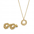 Orphelia® 'Estelle' Women's Sterling Silver Set: Chain-Pendant + Earrings - Gold SET-7516/G