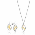 Orphelia® 'Charlotte' Women's Sterling Silver Set: Chain-Pendant + Earrings - Silver/Gold SET-7523