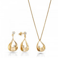 Orphelia® 'Etoile' Women's Sterling Silver Set: Chain-Pendant + Earrings - Gold SET-7524/G