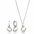 Orphelia® 'Aurora' Women's Sterling Silver Set: Chain-Pendant + Earrings - Silver/Gold SET-7525