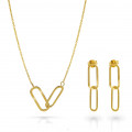 Rose Sterling Silver Set: Necklace + Earrings SET-7561/G